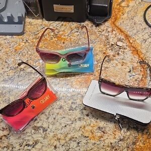 Quay Sunglasses Trio with Microfiber Cloths and Cases